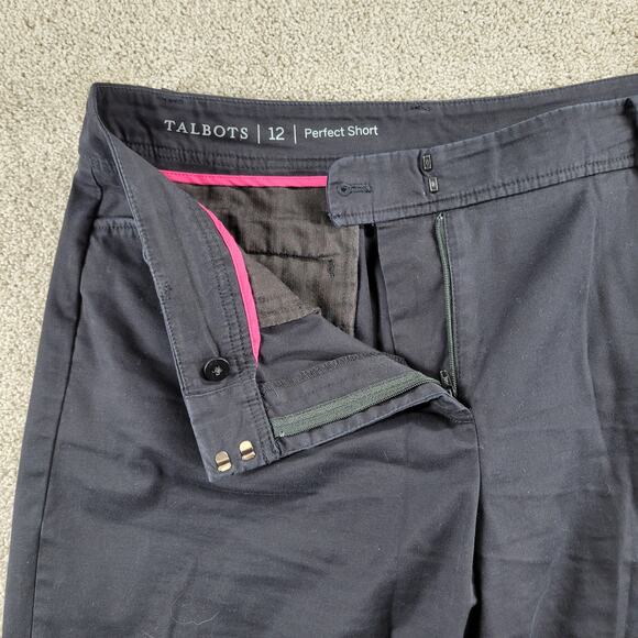 Talbots Womens Shorts 12 Black 10" Inseam Perfect Stretch‎ Flat Front Bermuda - Picture 8 of 13